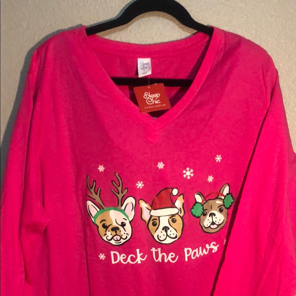 SleepChic🐶 2X  ‘Deck the Paws’ 🐾Dog PAJAMAS Cotton Blend NWT